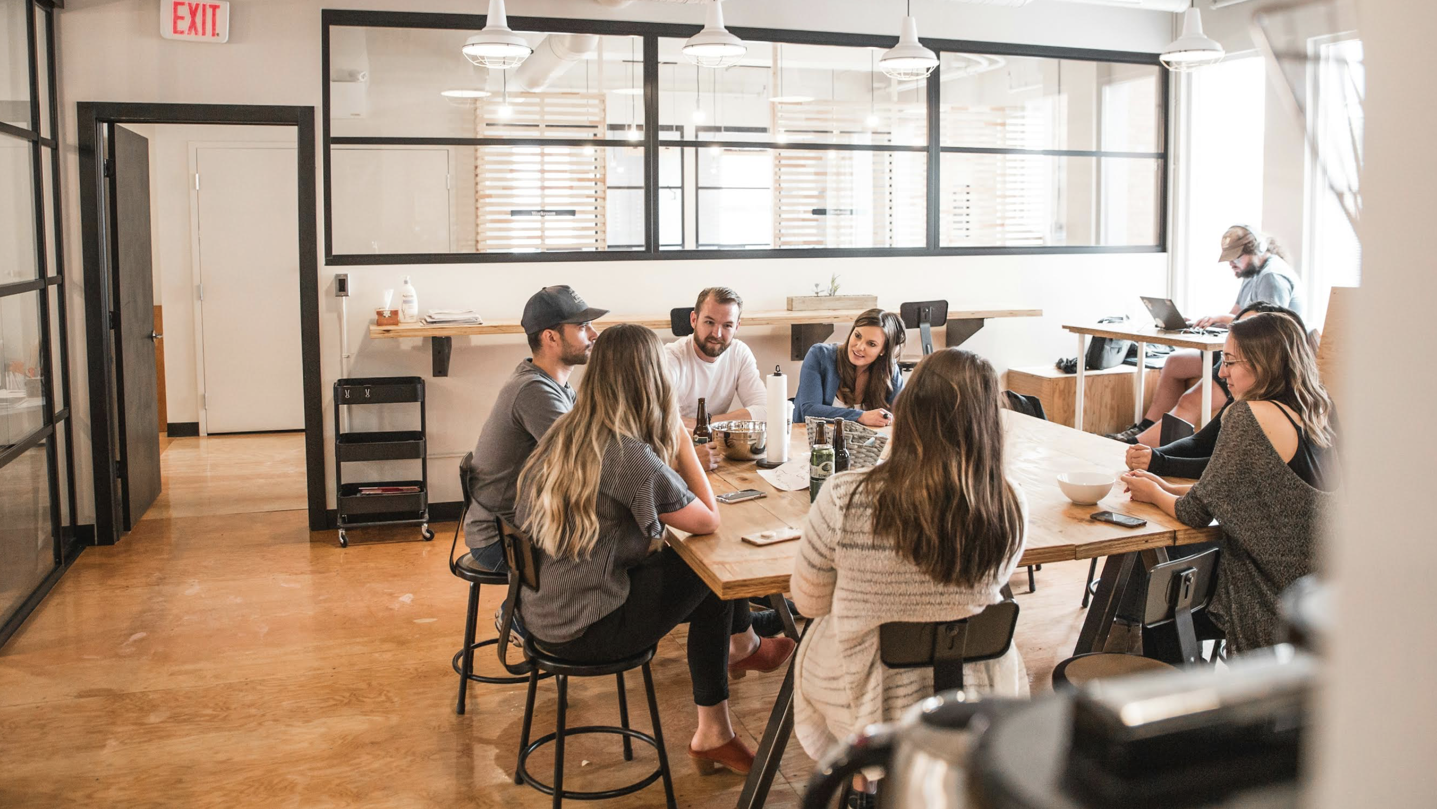 a group meeting in a conference room